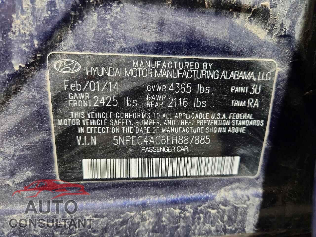 HYUNDAI SONATA 2014 - 5NPEC4AC6EH887885