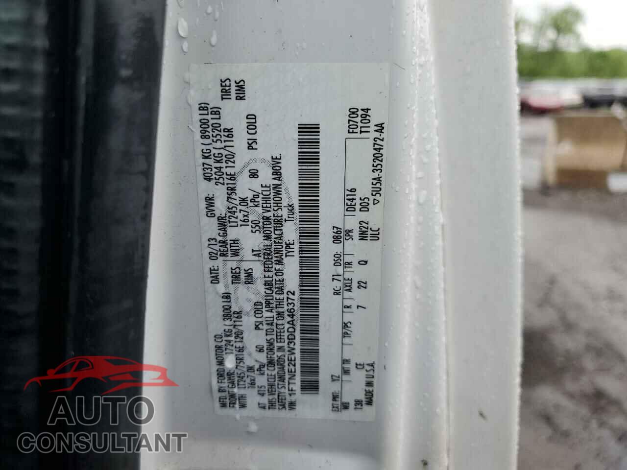 FORD E250 2013 - 1FTNE2EW3DDA46372