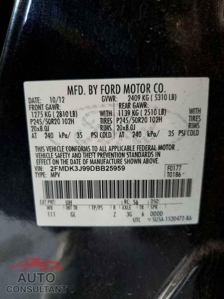 FORD EDGE 2013 - 2FMDK3J99DBB25959