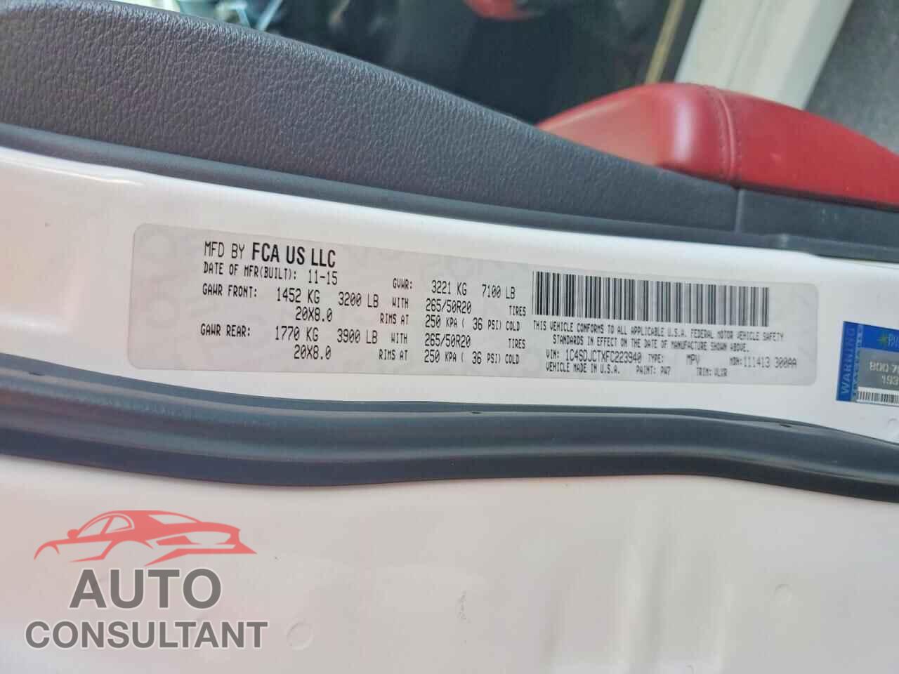 DODGE DURANGO 2015 - 1C4SDJCTXFC223940