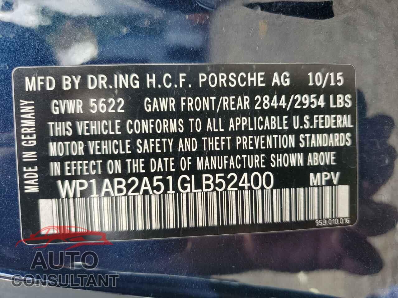 PORSCHE MACAN 2016 - WP1AB2A51GLB52400