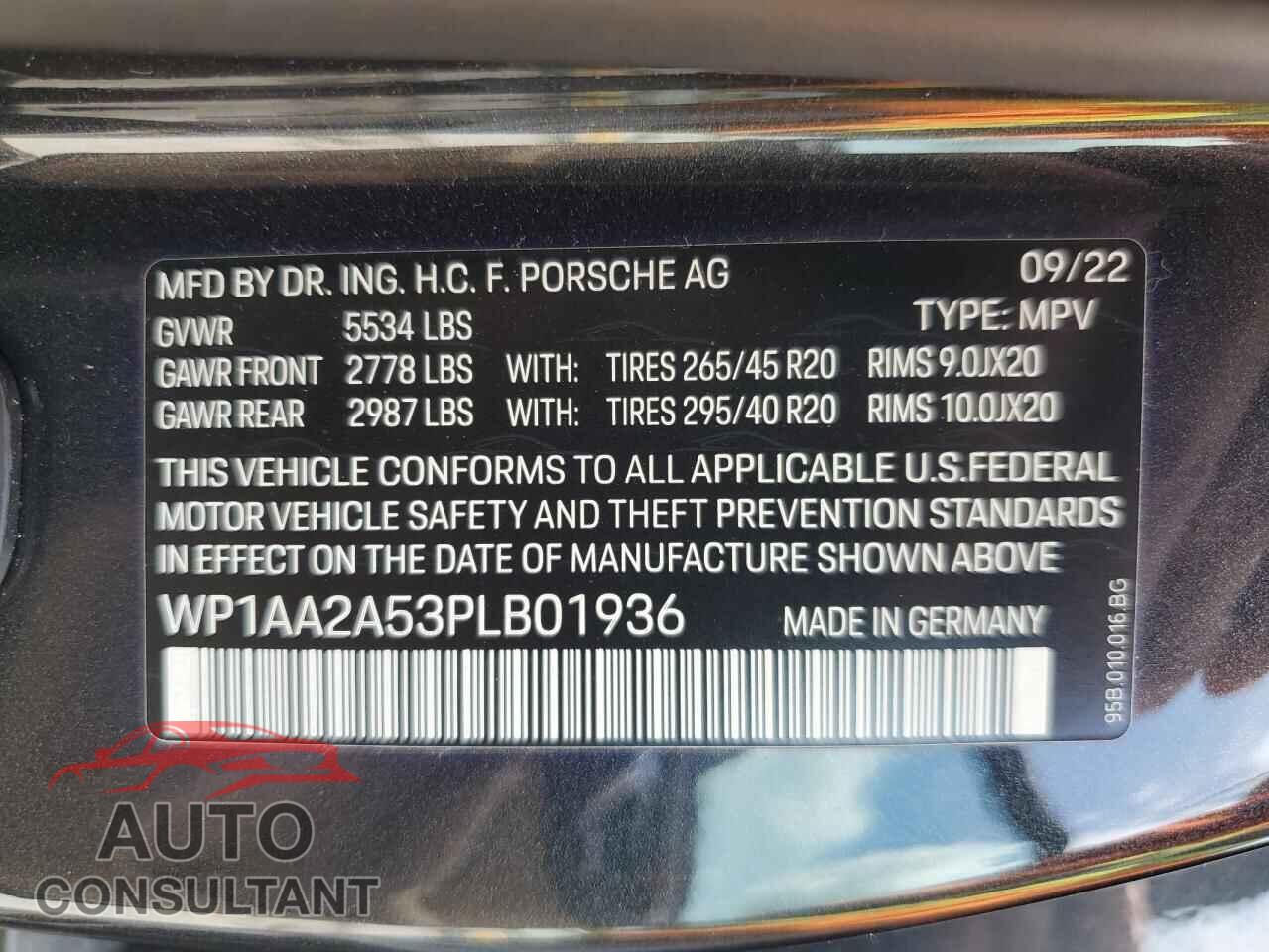 PORSCHE MACAN BASE 2023 - WP1AA2A53PLB01936