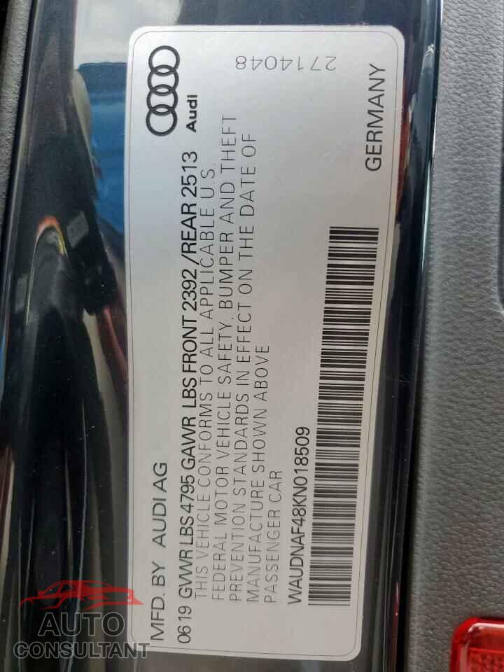 AUDI A4 2019 - WAUDNAF48KN018509
