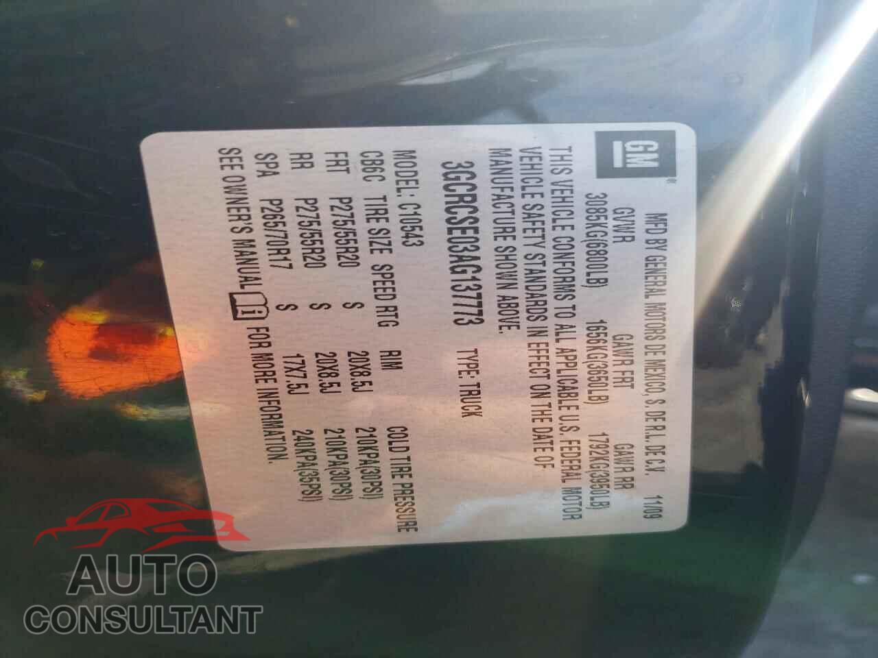 CHEVROLET SILVERADO 2010 - 3GCRCSE03AG137773
