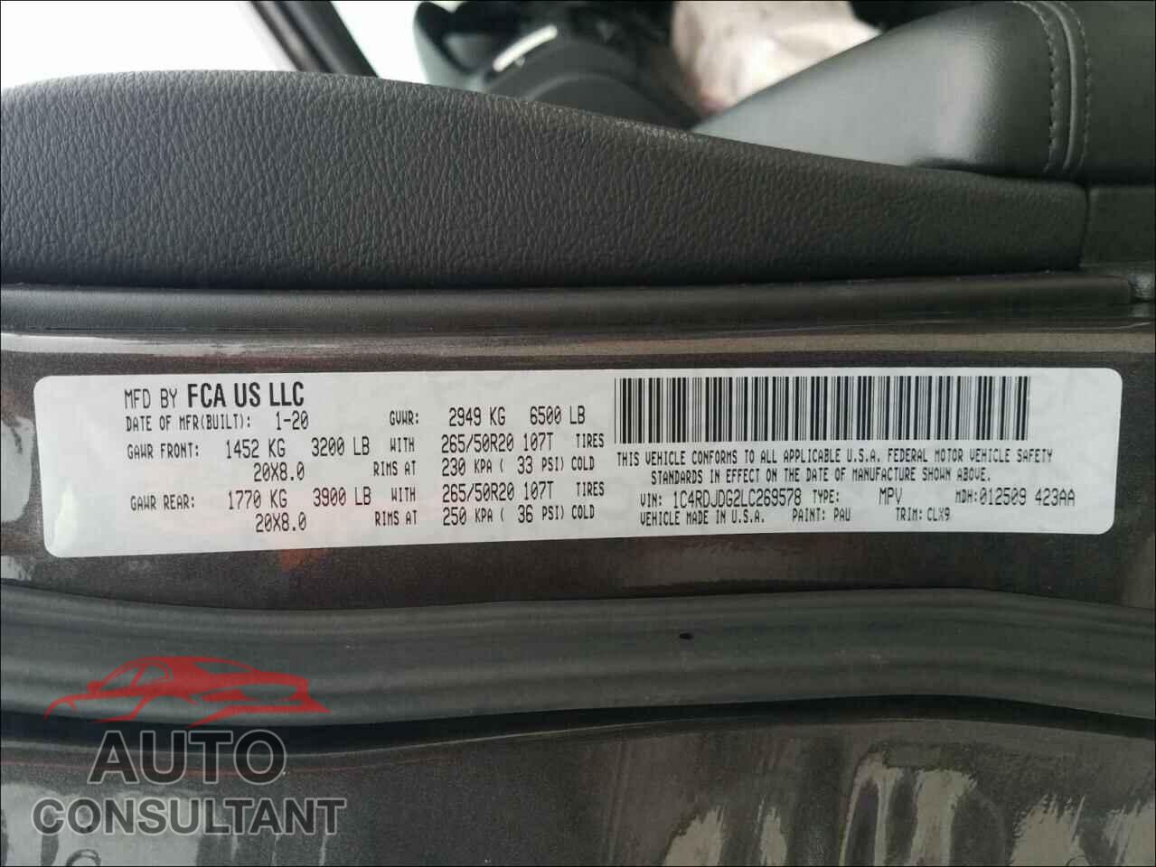 DODGE DURANGO 2020 - 1C4RDJDG2LC269578