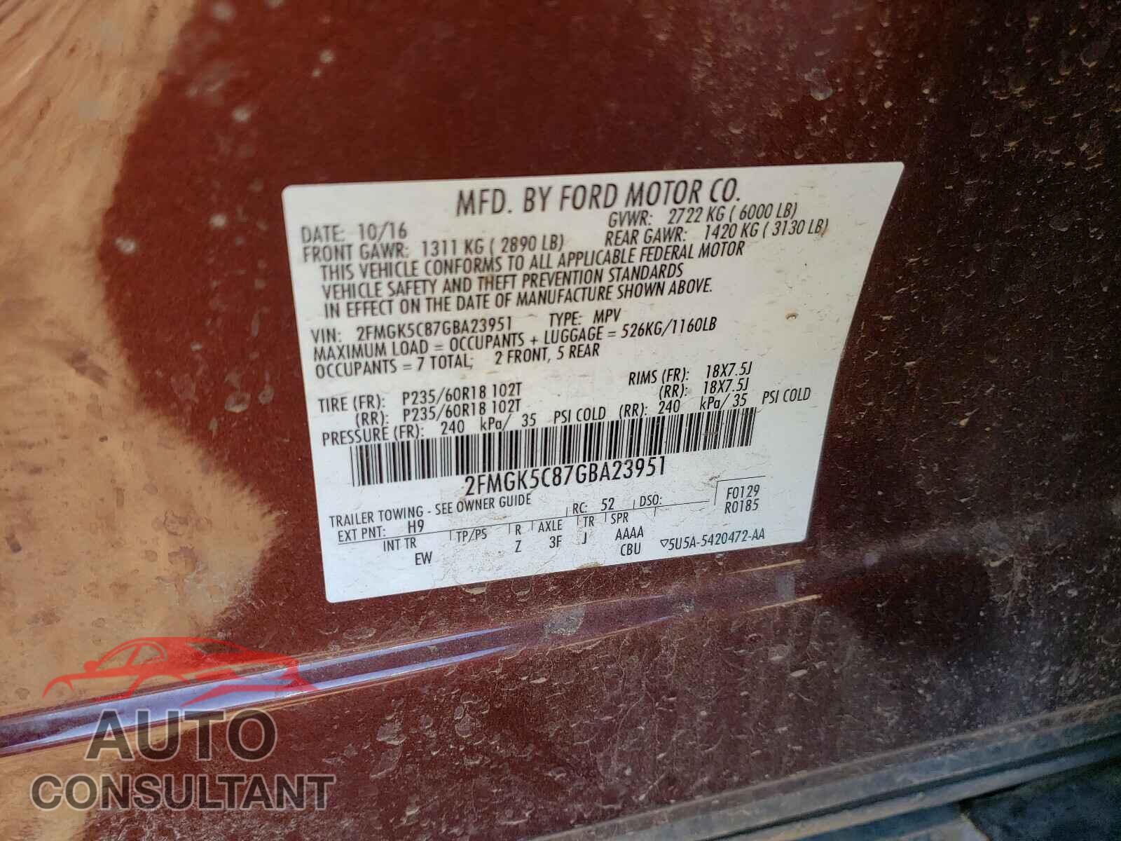 FORD FLEX 2016 - 2FMGK5C87GBA23951