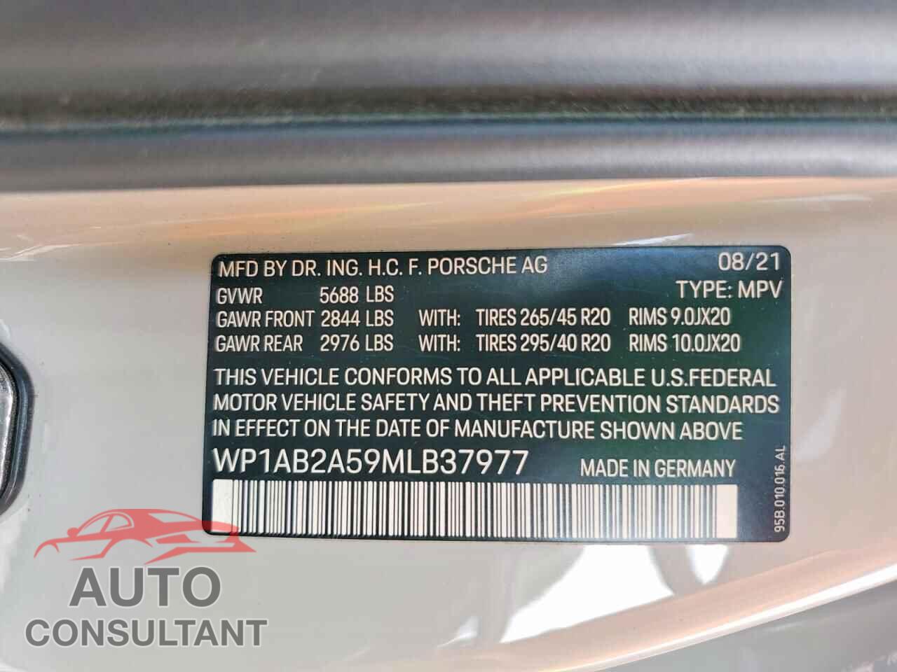 PORSCHE MACAN 2021 - WP1AB2A59MLB37977