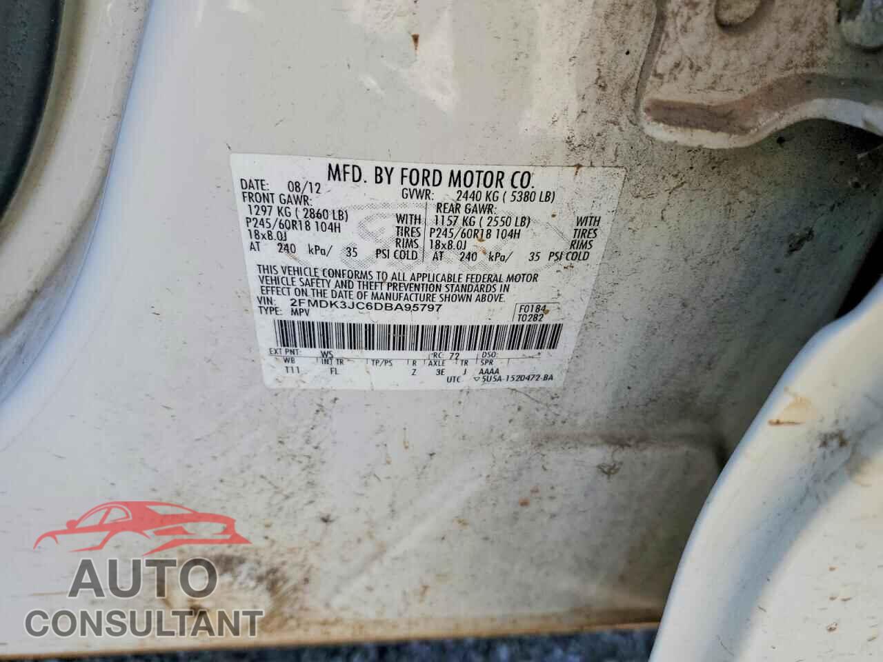FORD EDGE 2013 - 2FMDK3JC6DBA95797
