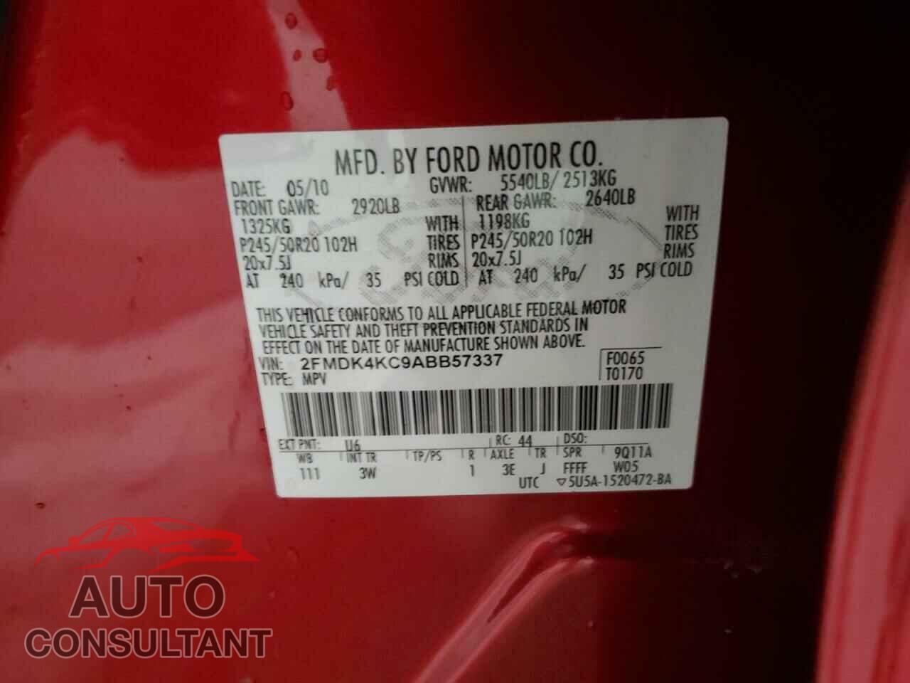 FORD EDGE 2010 - 2FMDK4KC9ABB57337