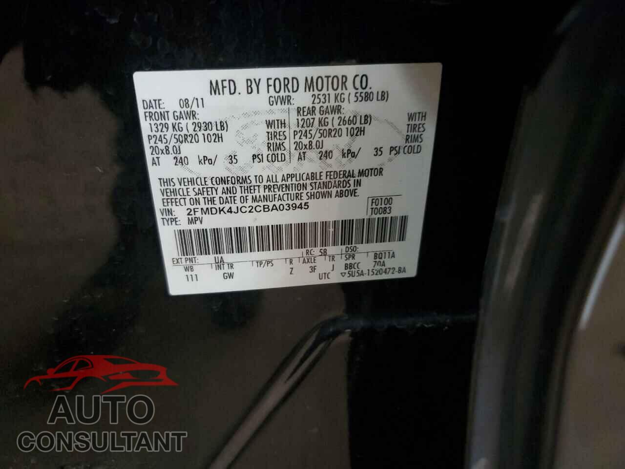 FORD EDGE 2012 - 2FMDK4JC2CBA03945