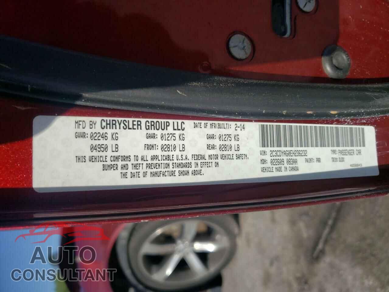 DODGE CHALLENGER 2014 - 2C3CDYAG0EH236232