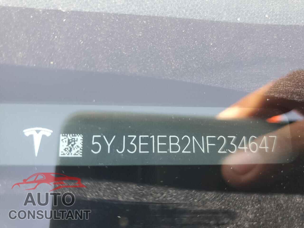TESLA MODEL 3 2022 - 5YJ3E1EB2NF234647