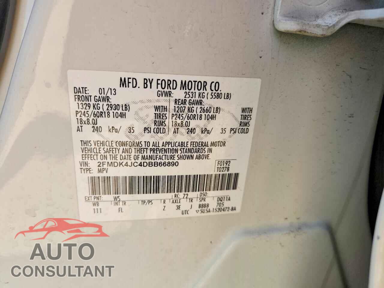 FORD EDGE 2013 - 2FMDK4JC4DBB66890