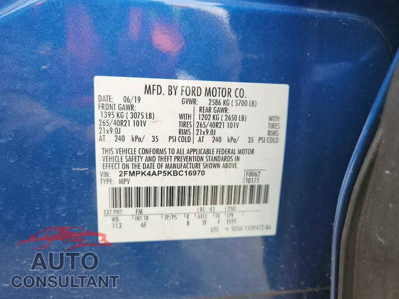 FORD EDGE 2019 - 2FMPK4AP5KBC16970