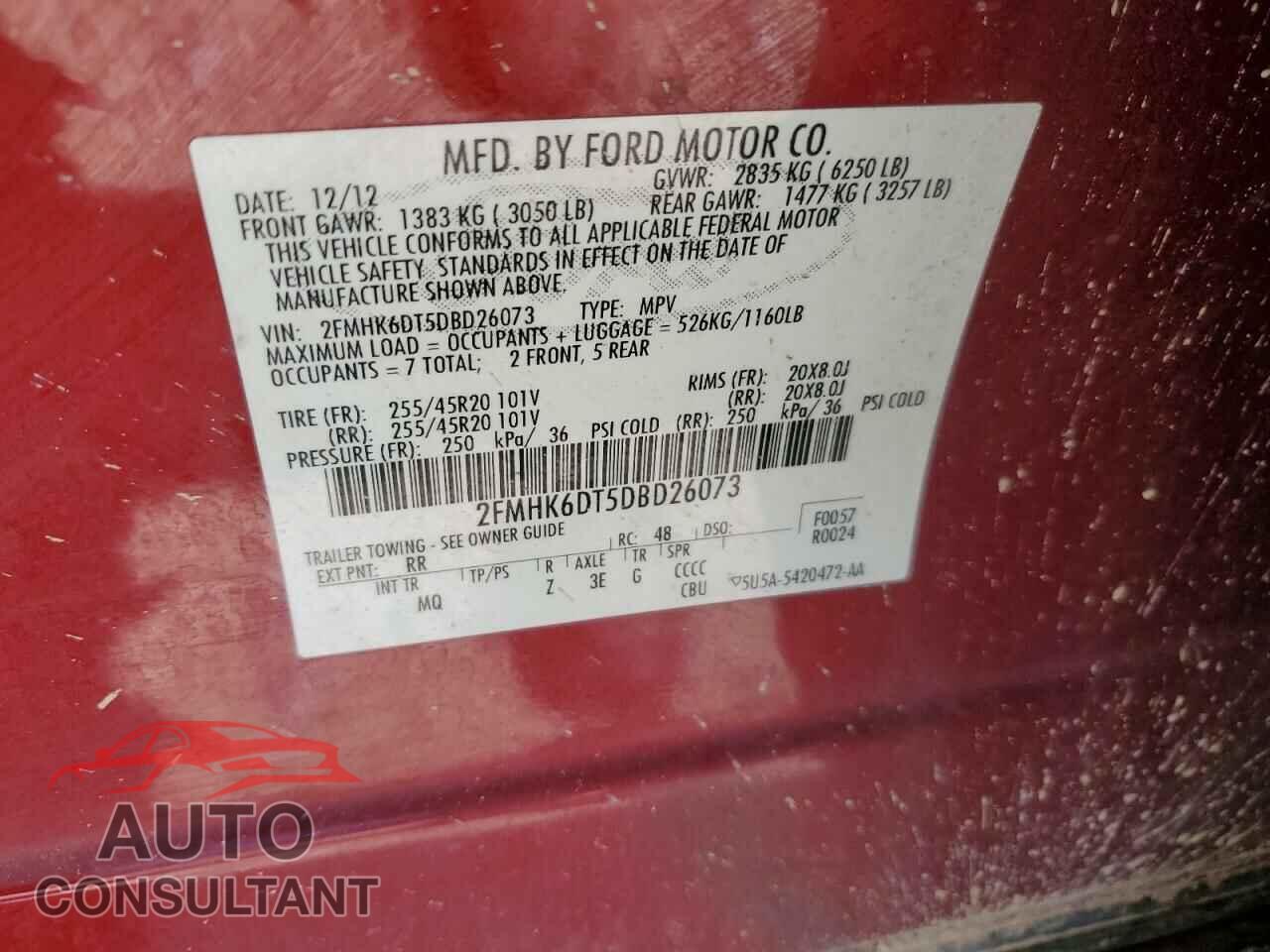 FORD FLEX 2013 - 2FMHK6DT5DBD26073
