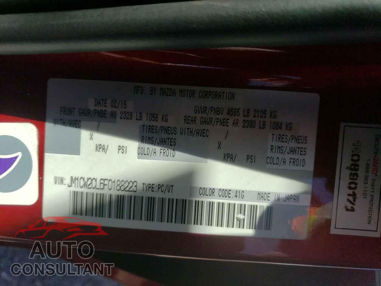 MAZDA 5 2015 - JM1CW2CL6F0188223