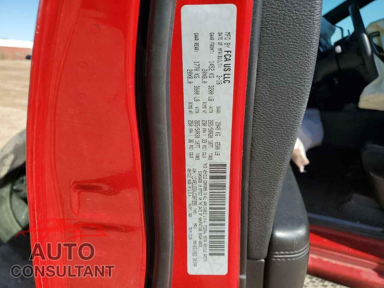 DODGE DURANGO 2018 - 1C4RDJDGXJC307295