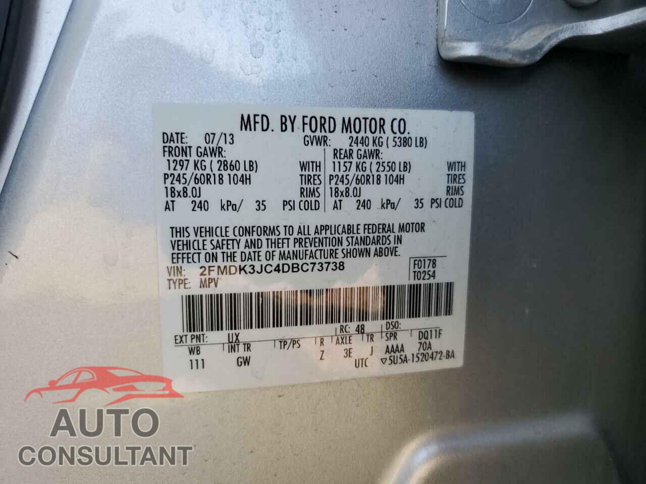 FORD EDGE 2013 - 2FMDK3JC4DBC73738