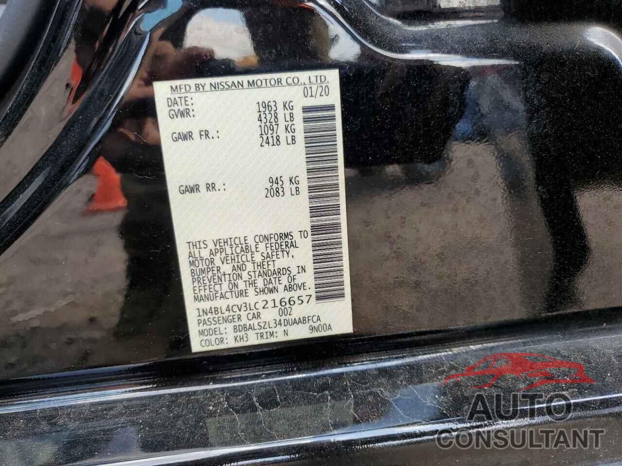 NISSAN ALTIMA 2020 - 1N4BL4CV3LC216657