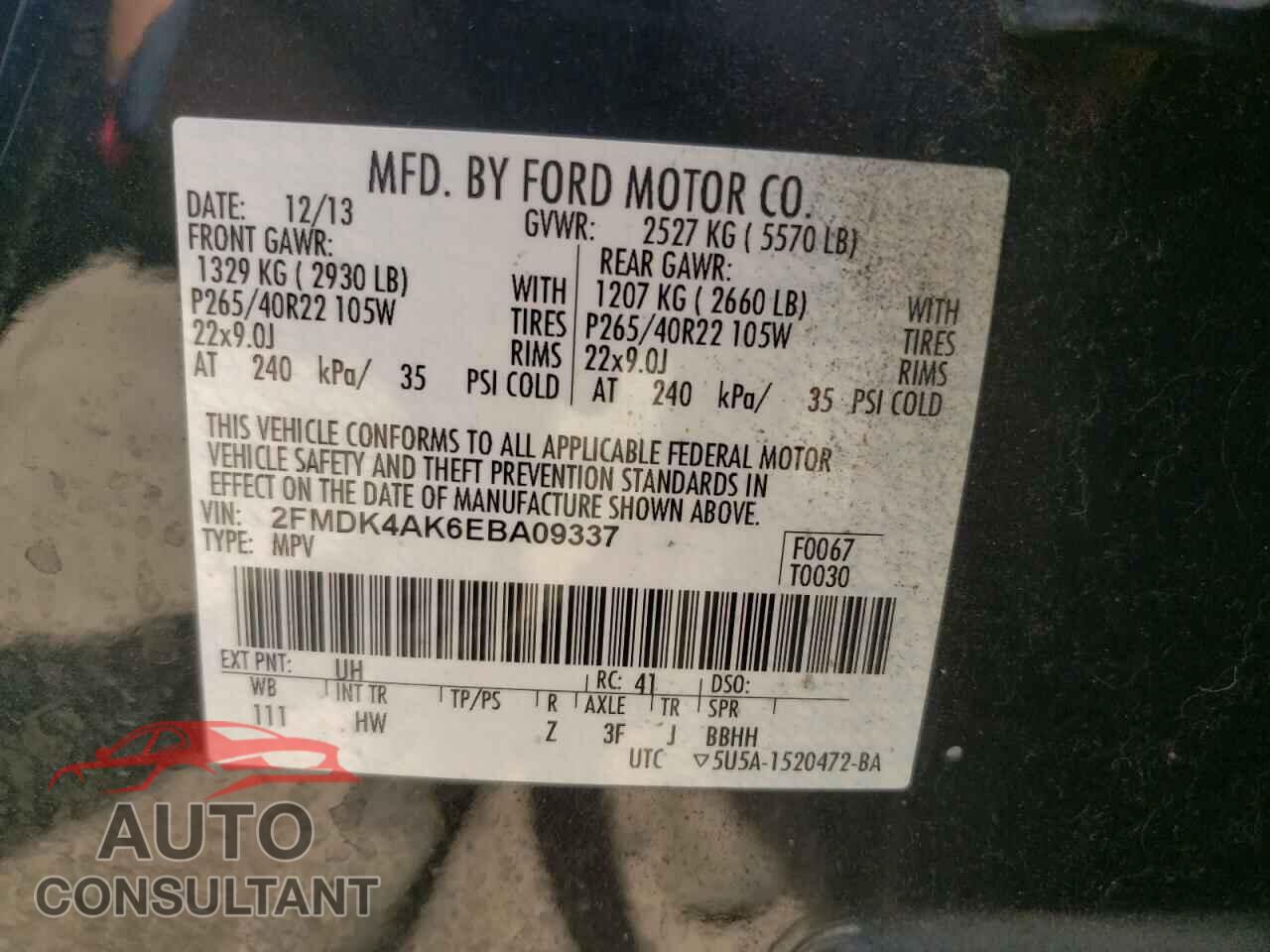 FORD EDGE 2014 - 2FMDK4AK6EBA09337