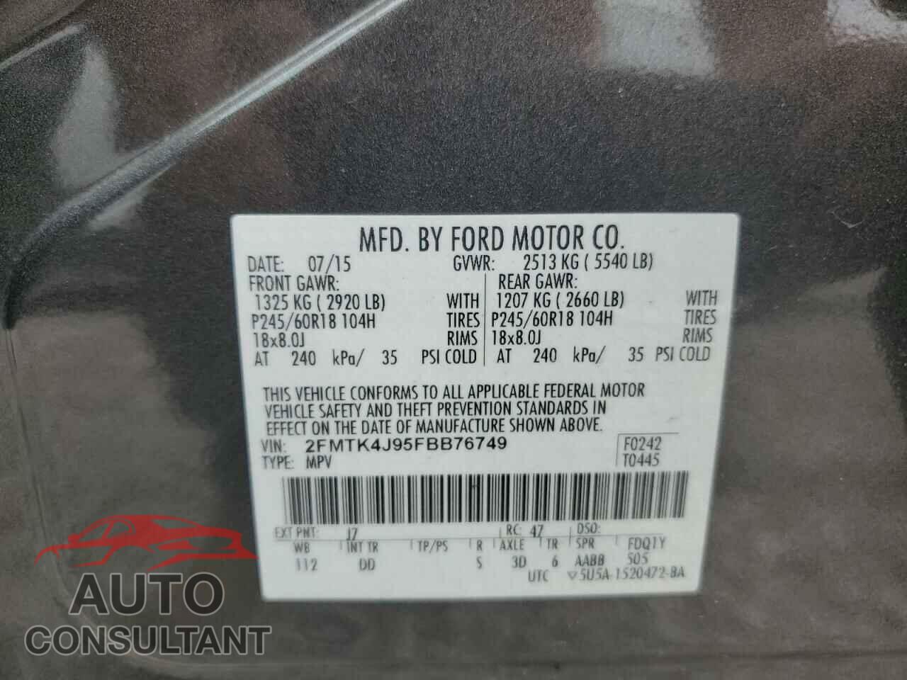 FORD EDGE 2015 - 2FMTK4J95FBB76749