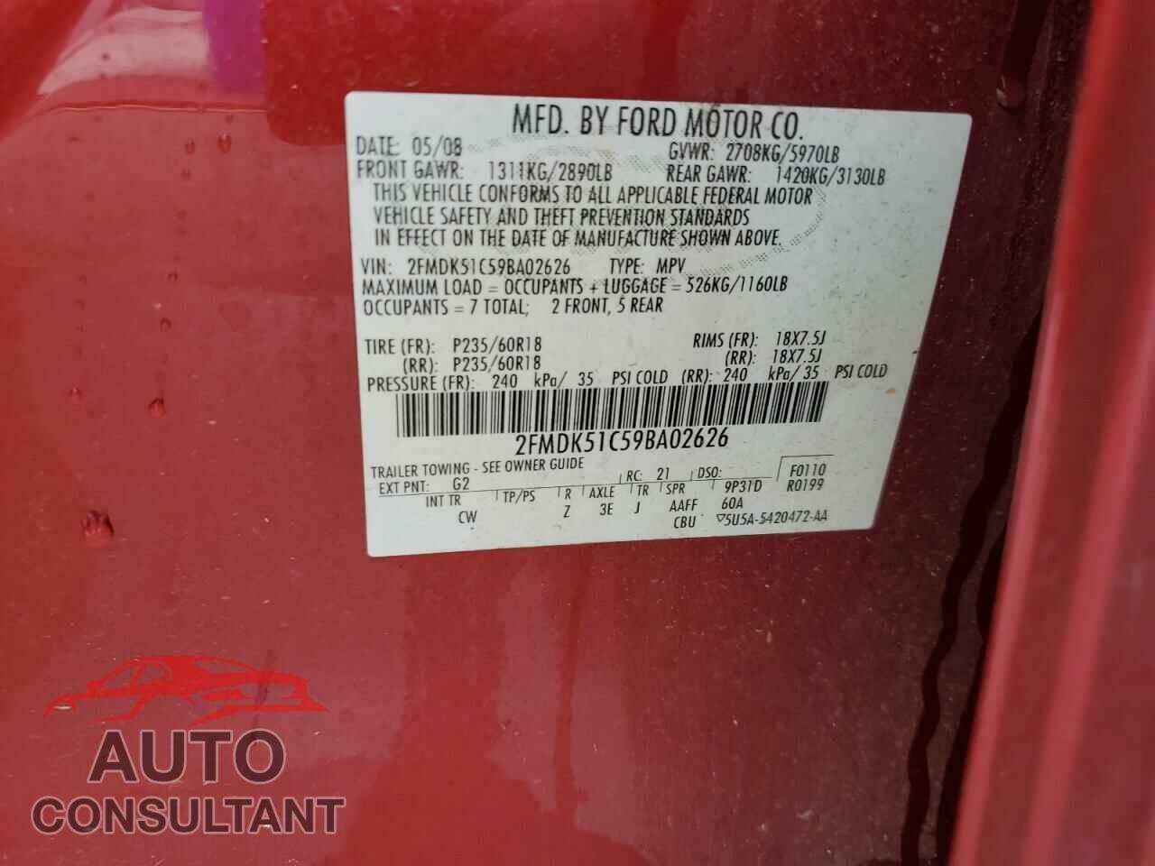 FORD FLEX 2009 - 2FMDK51C59BA02626