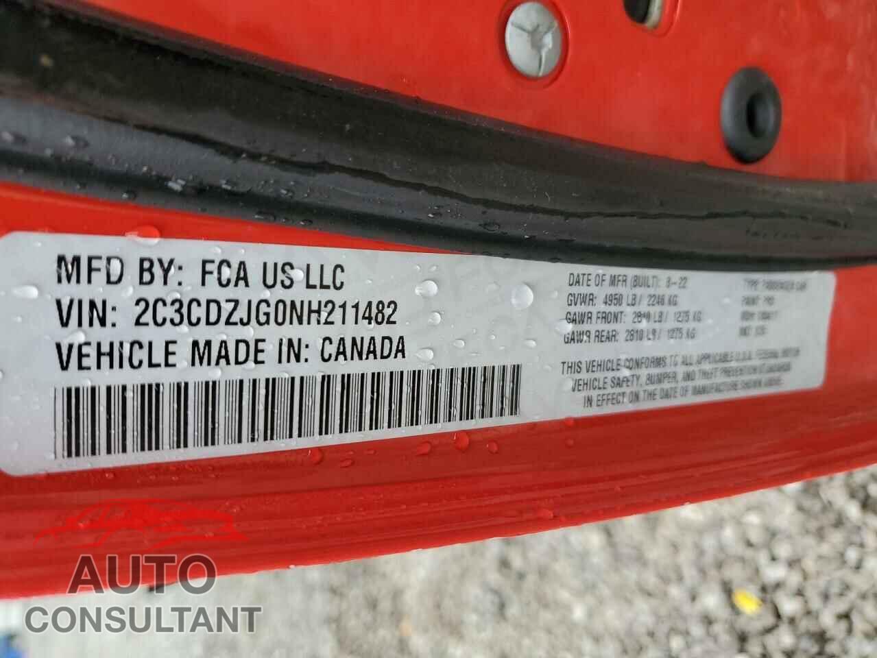 DODGE CHALLENGER 2022 - 2C3CDZJG0NH211482