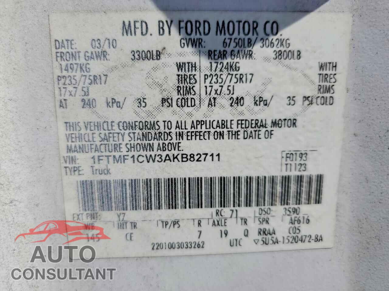 FORD All Models 2010 - 1FTMF1CW3AKB82711