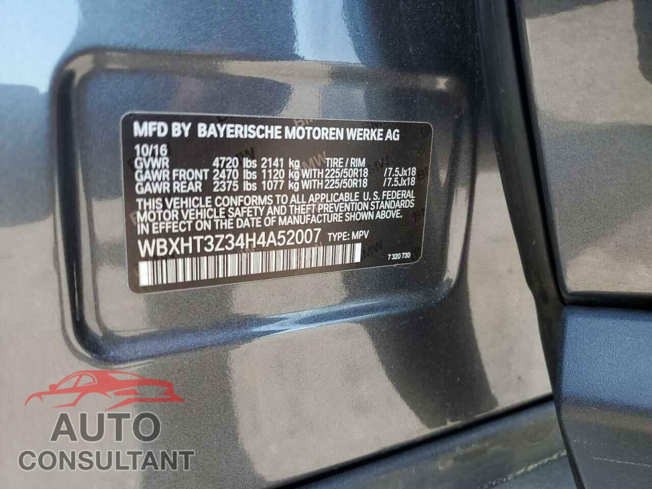 BMW X1 2017 - WBXHT3Z34H4A52007