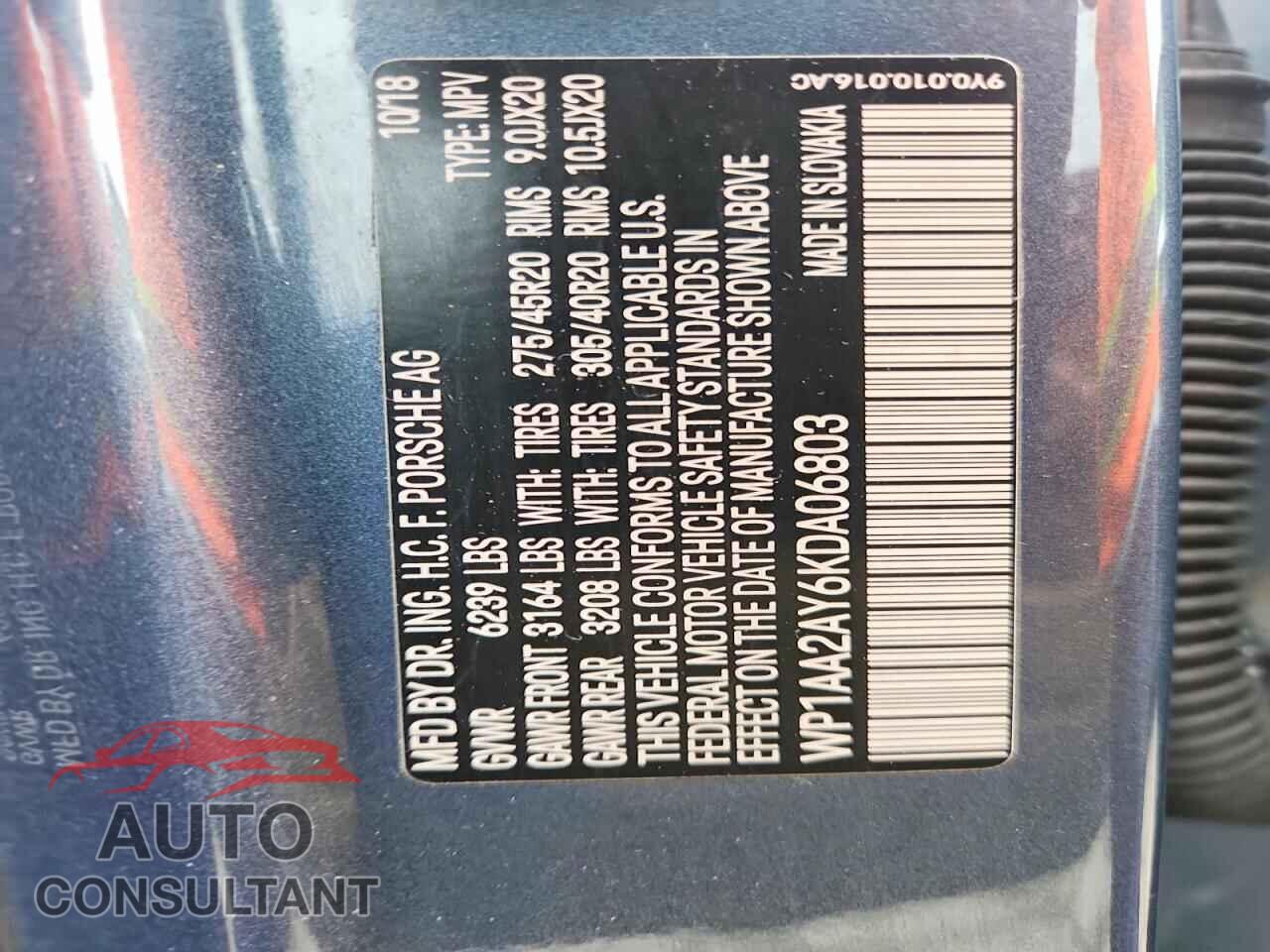 PORSCHE CAYENNE 2019 - WP1AA2AY6KDA06803