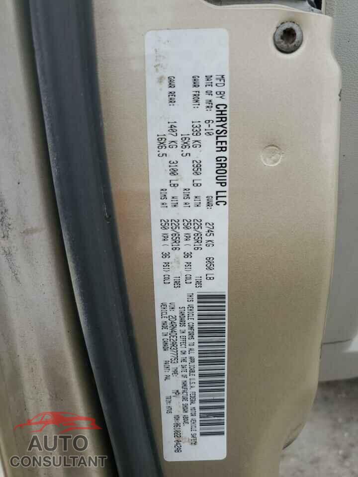 DODGE CARAVAN 2010 - 2D4RN4DE2AR377753