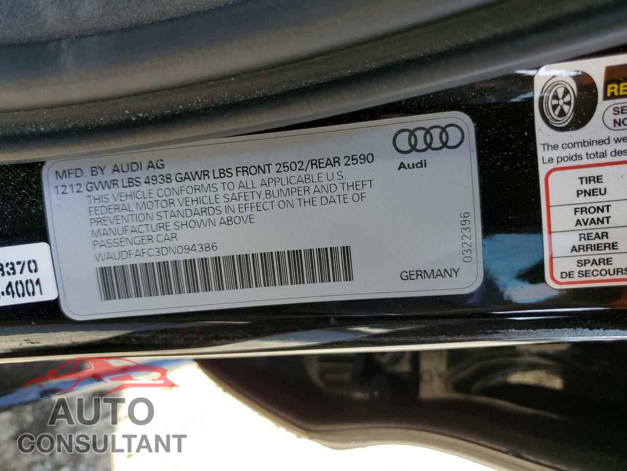 AUDI A6 2013 - WAUDFAFC3DN094386