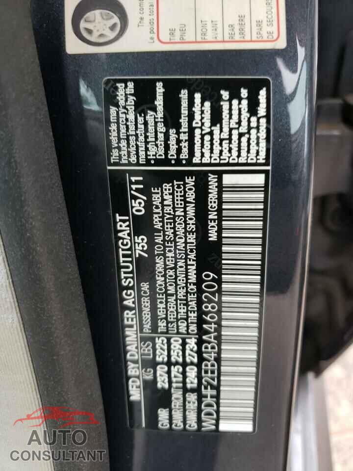 MERCEDES-BENZ E-CLASS 2011 - WDDHF2EB4BA468209