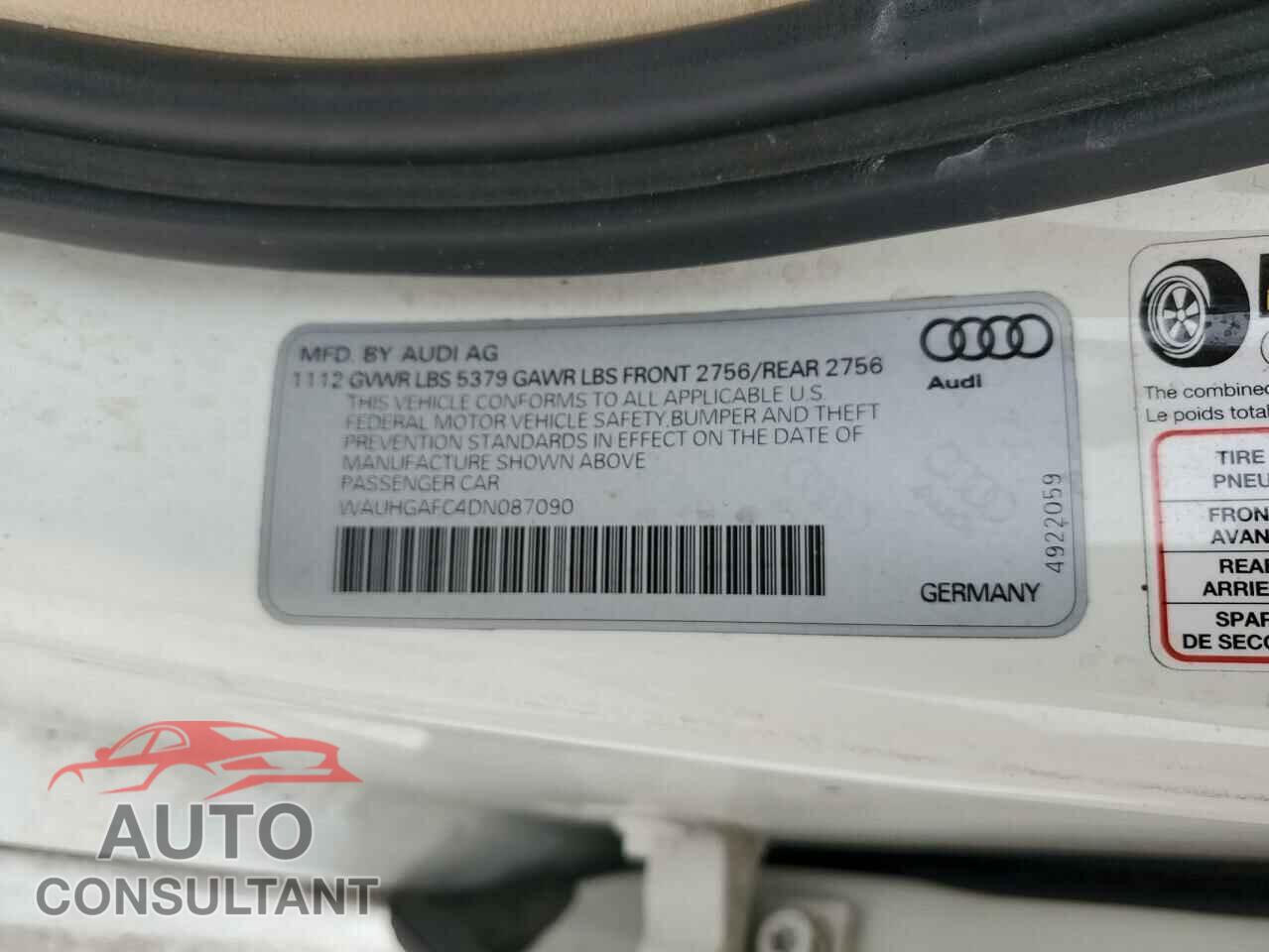 AUDI A6 2013 - WAUHGAFC4DN087090