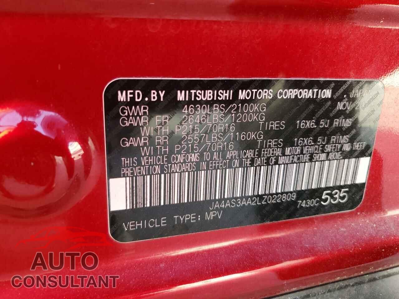 MITSUBISHI ECLIPSE 2020 - JA4AS3AA2LZ022809