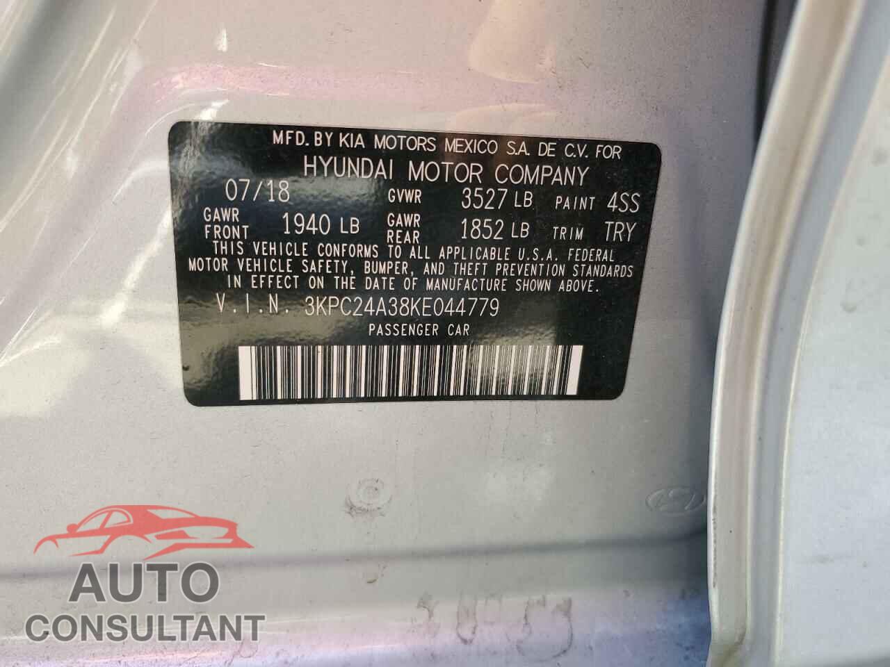 HYUNDAI ACCENT 2019 - 3KPC24A38KE044779