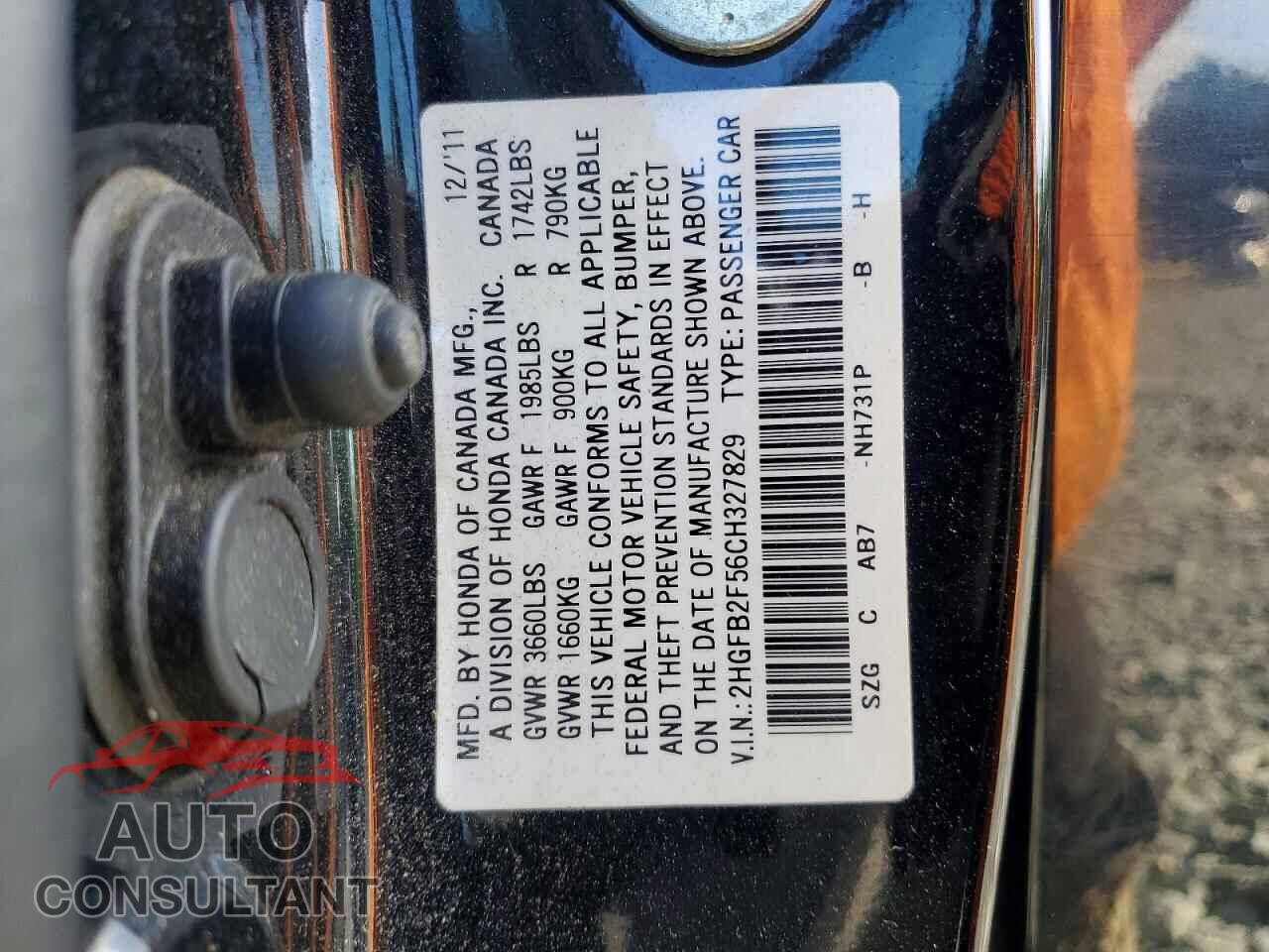 HONDA CIVIC 2012 - 2HGFB2F56CH327829