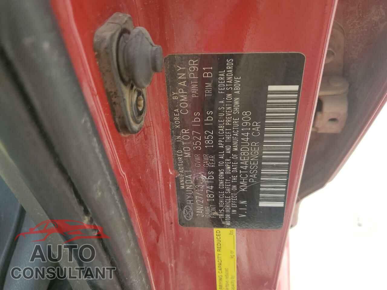 HYUNDAI ACCENT 2013 - KMHCT4AE8DU441908