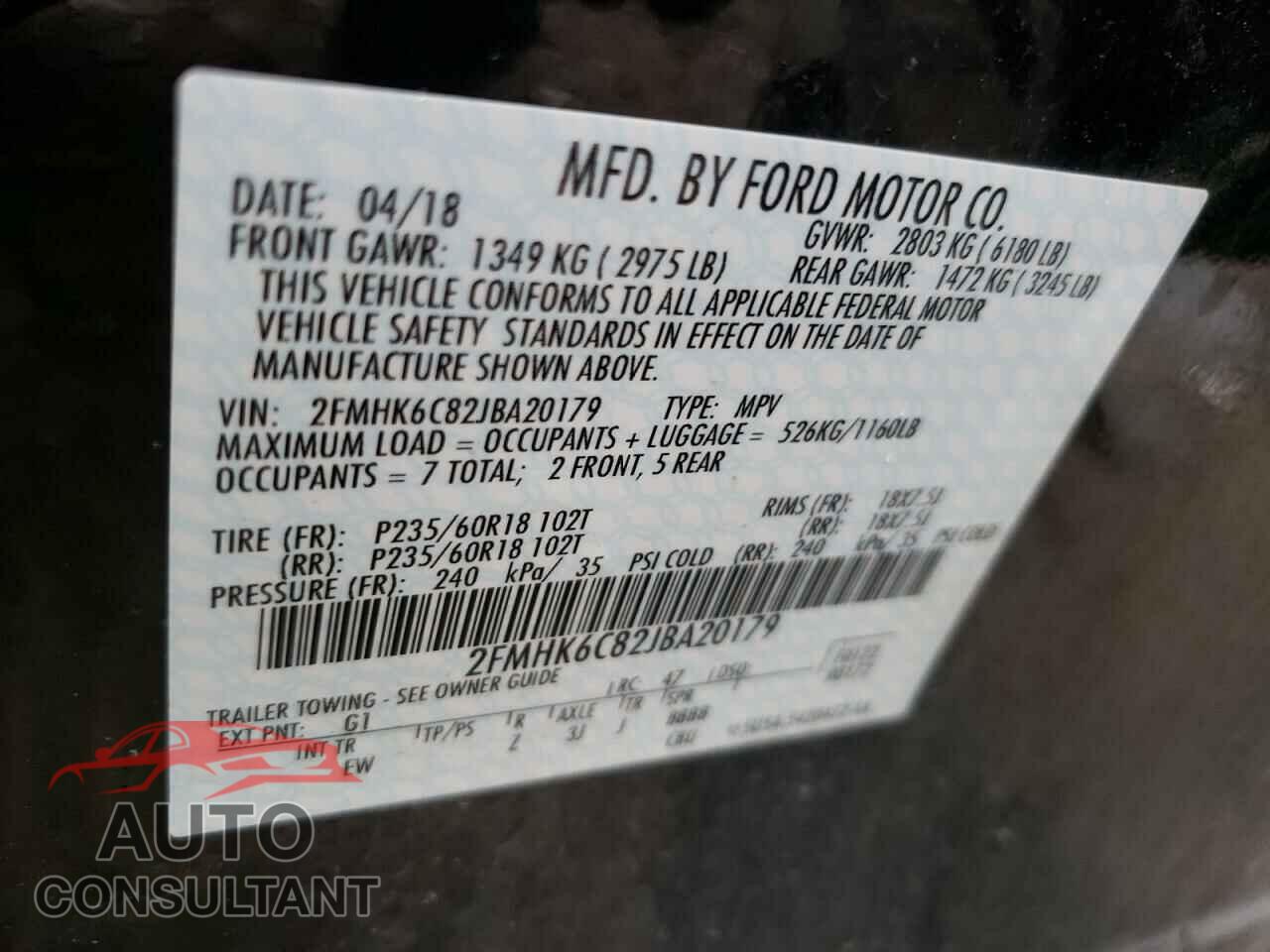 FORD FLEX 2018 - 2FMHK6C82JBA20179