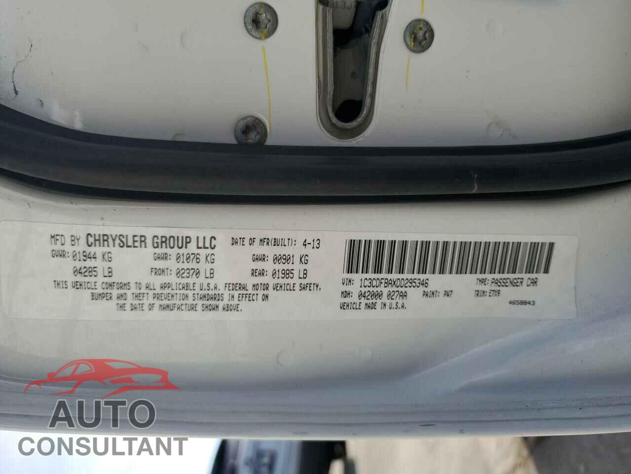 DODGE DART 2013 - 1C3CDFBAXDD295346
