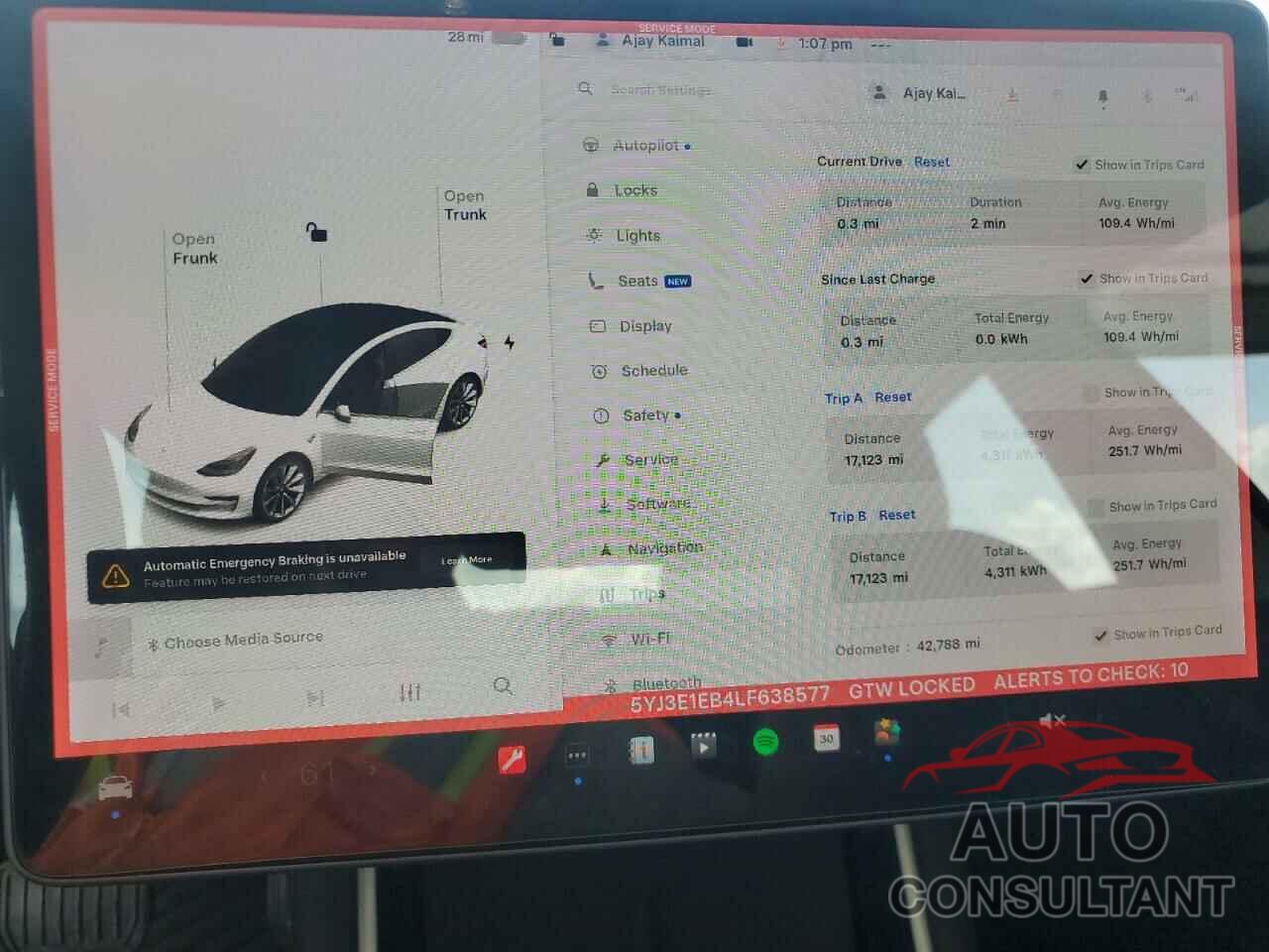 TESLA MODEL 3 2020 - 5YJ3E1EB4LF638577
