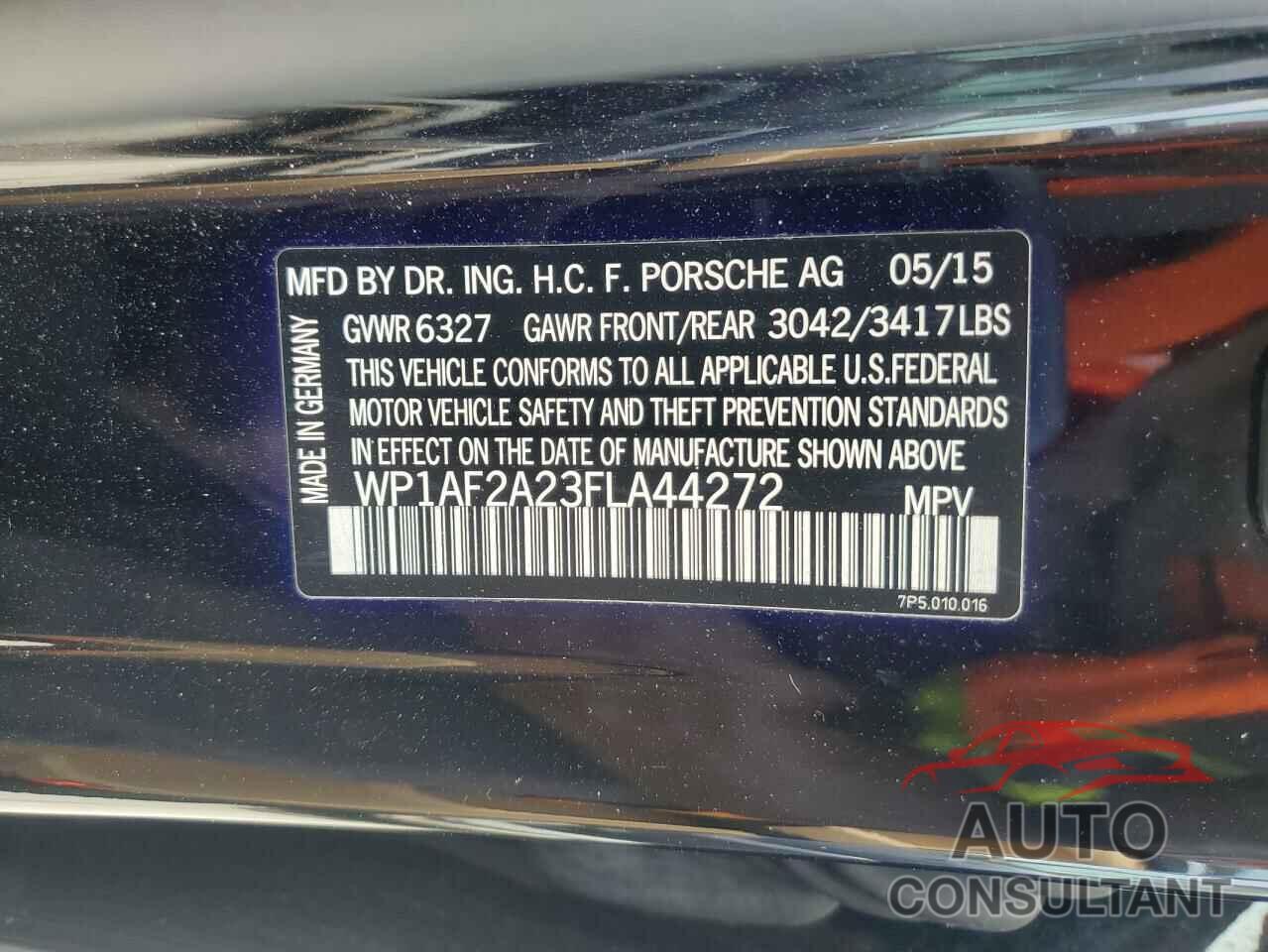 PORSCHE CAYENNE 2015 - WP1AF2A23FLA44272