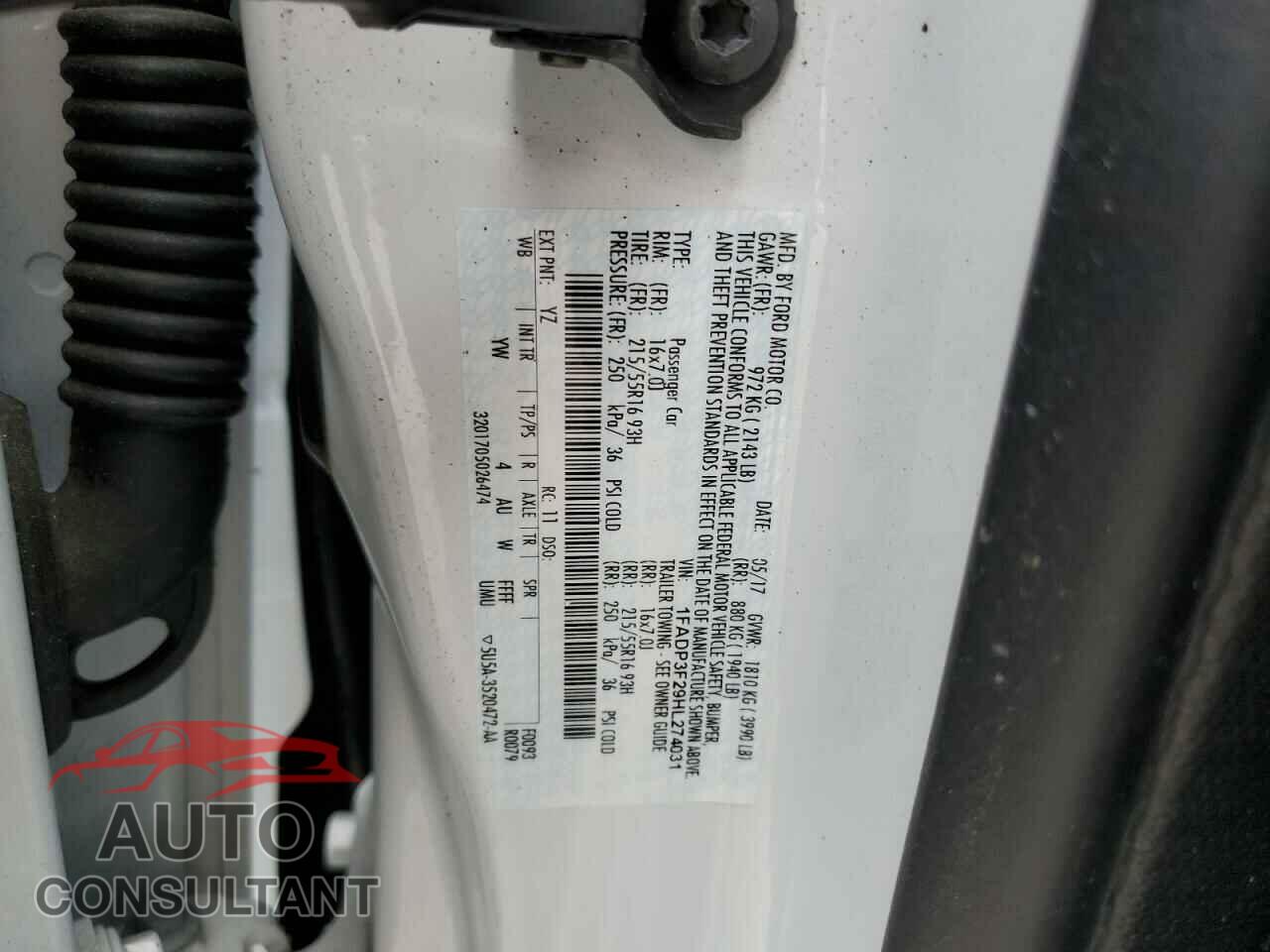 FORD FOCUS 2017 - 1FADP3F29HL274031