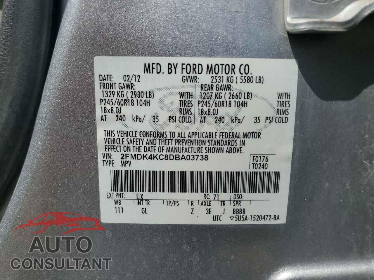 FORD EDGE 2013 - 2FMDK4KC8DBA03738