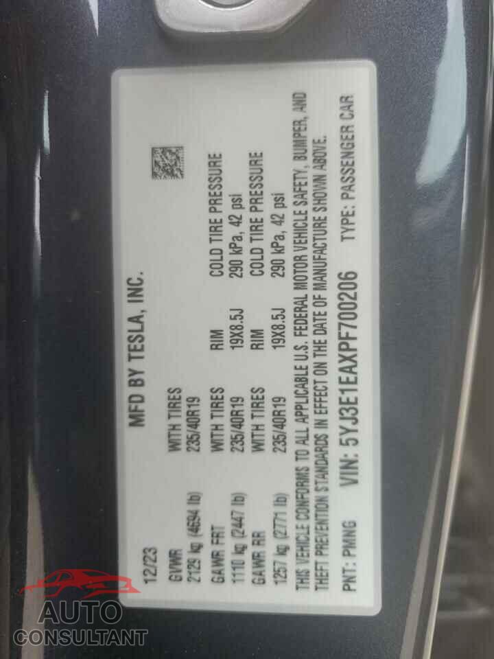 TESLA MODEL 3 2023 - 5YJ3E1EAXPF700206