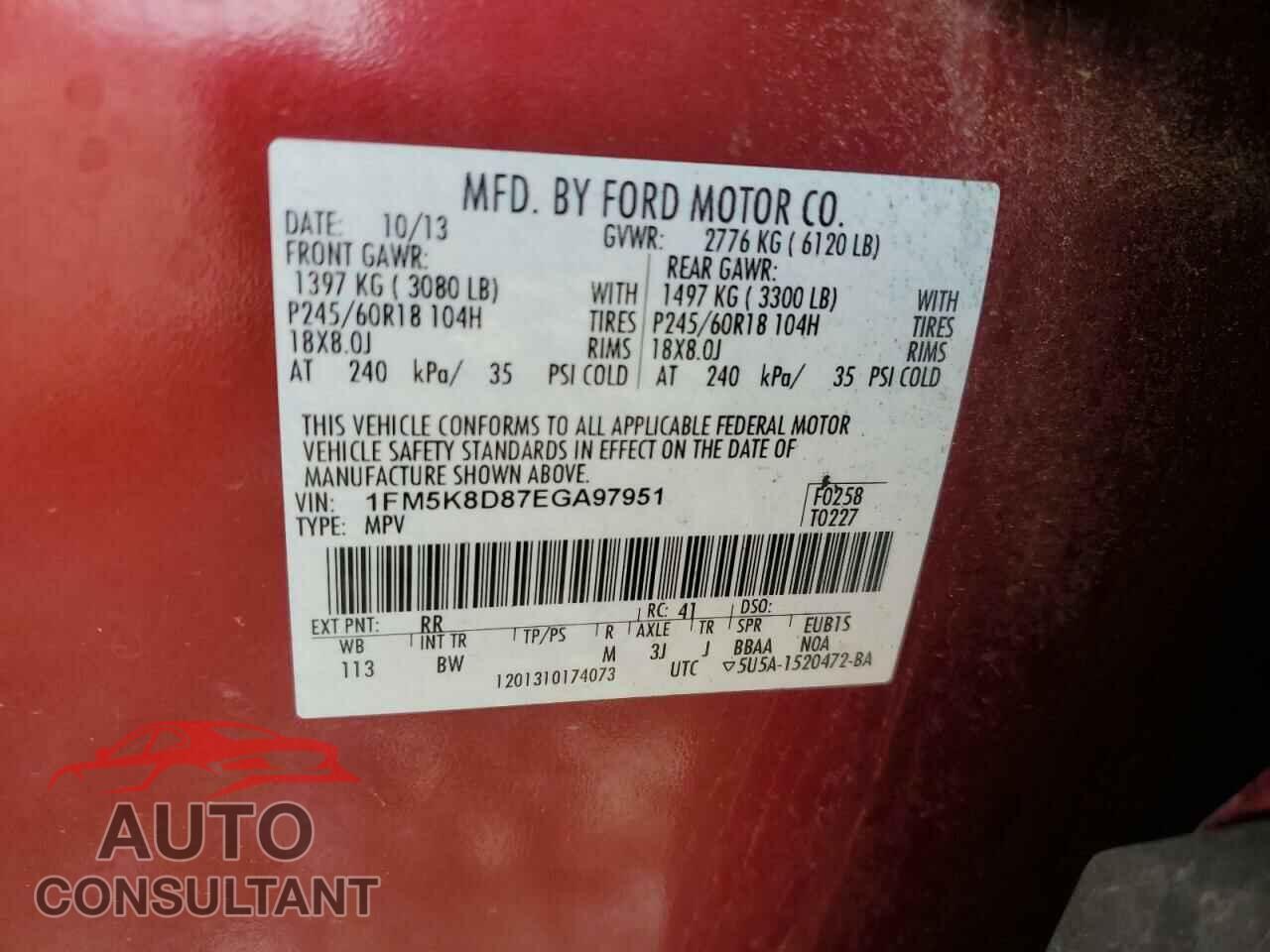FORD EXPLORER 2014 - 1FM5K8D87EGA97951