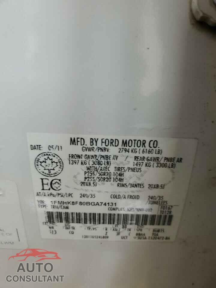 FORD EXPLORER 2011 - 1FMHK8F80BGA74131