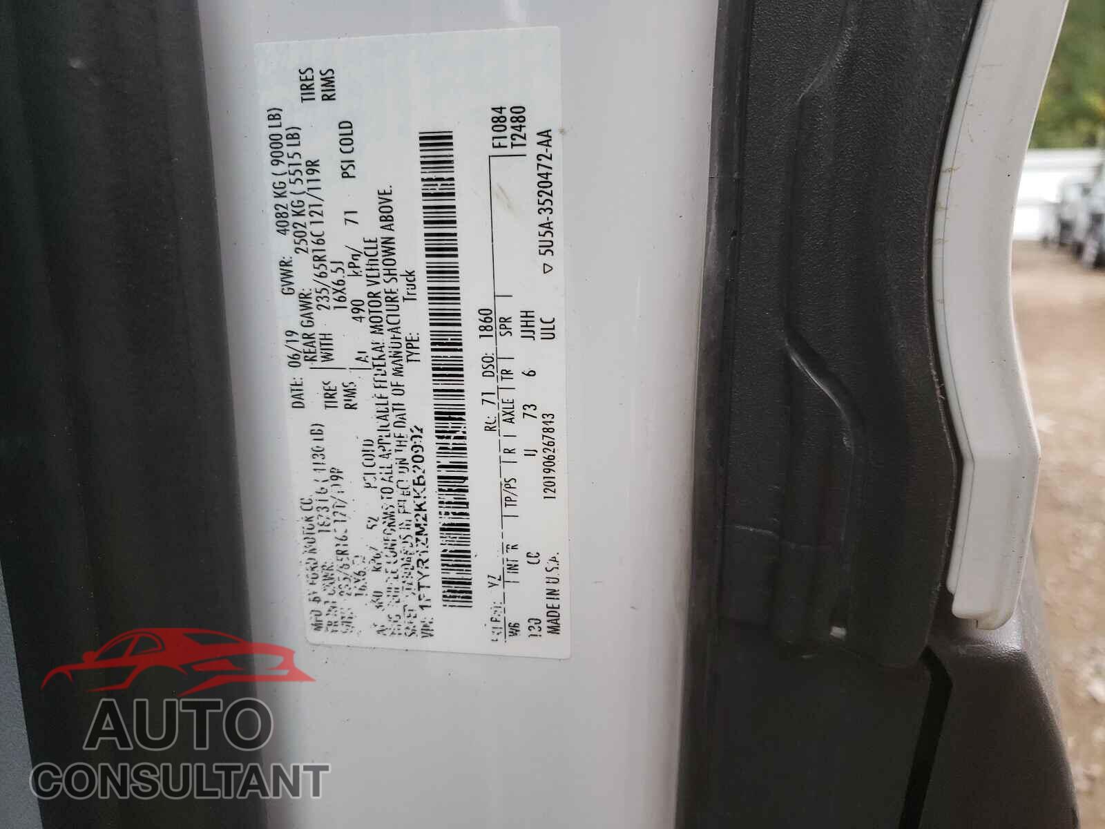 FORD TRANSIT CO 2019 - 1FTYR1ZM2KKB20992