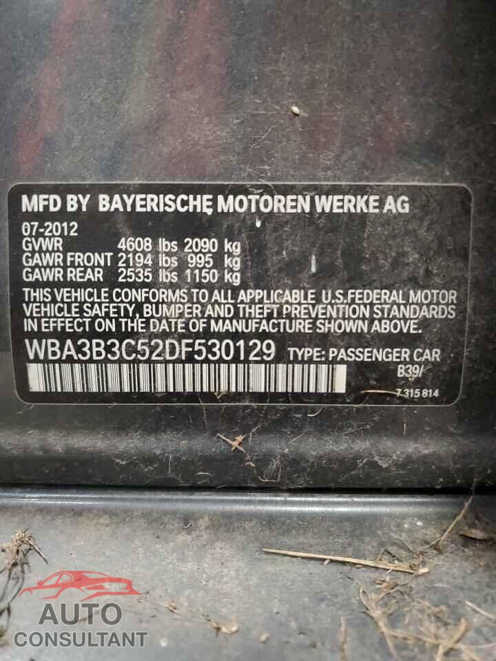BMW 3 SERIES 2013 - WBA3B3C52DF530129