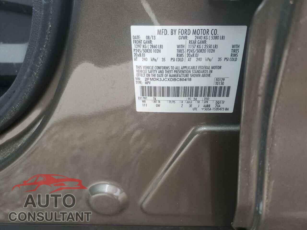 FORD EDGE 2013 - 2FMDK3JCXDBC80418